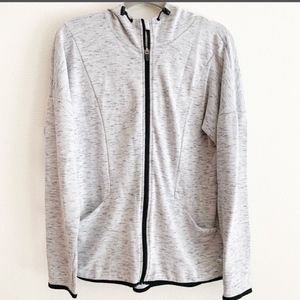 Old Navy Active Gray Black Trim Zip Hoodie Sz L